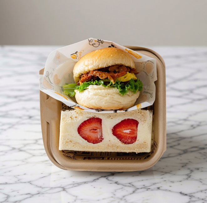 水果三明治＋起司燒肉漢堡