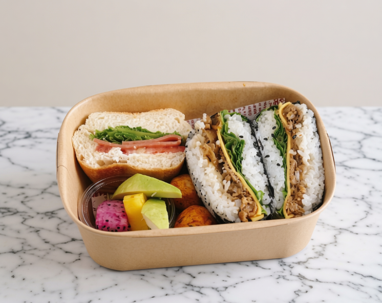 韓式燒肉飯捲＋火腿漢堡＋義式雞肉丸＋水果盒